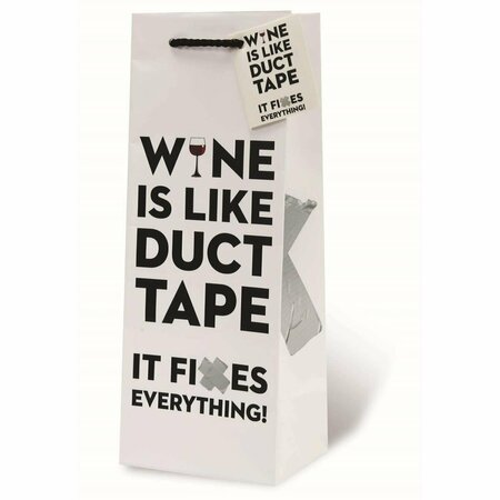 WRAP-ART Wine is Like Duct Tape Printed paper Bag with Plastic Rope Handle 18009